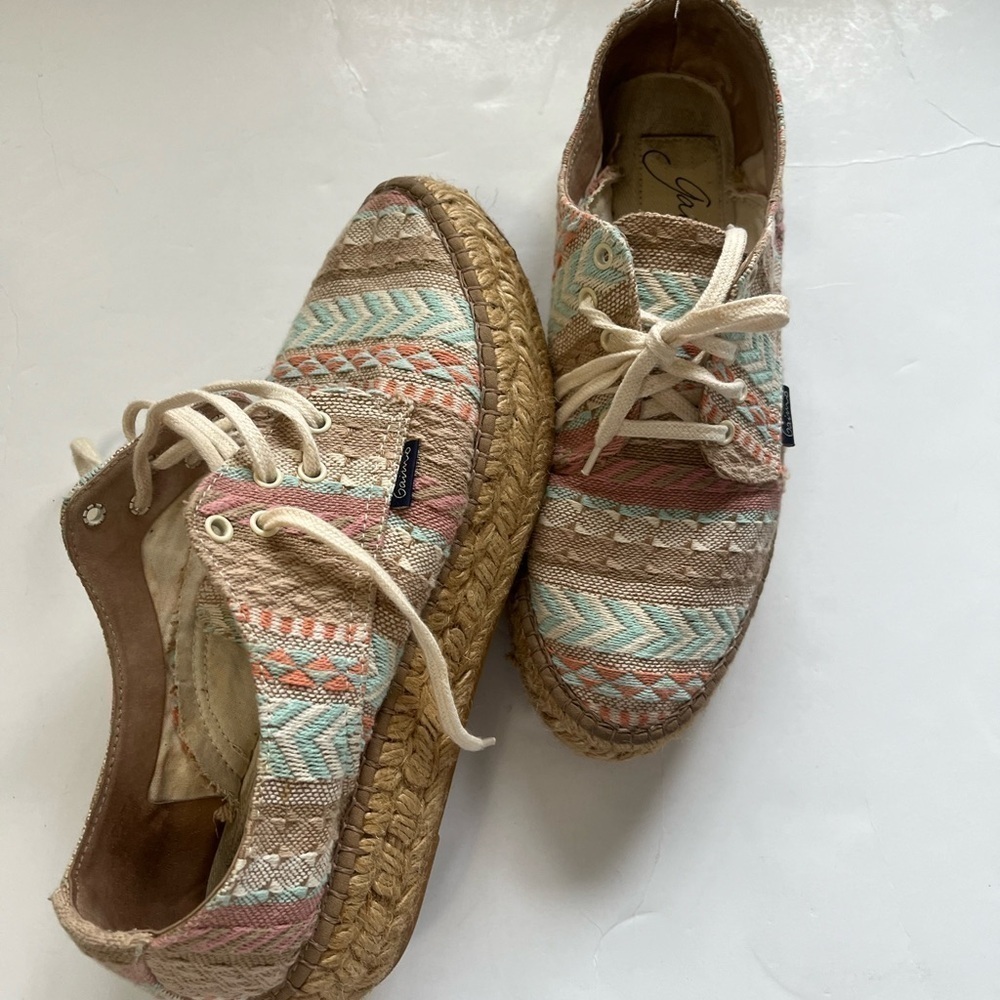 Gaimo Low Top Lace Up Aztec Casual Tie Multicolor Woven Espadrilles Women’s 39